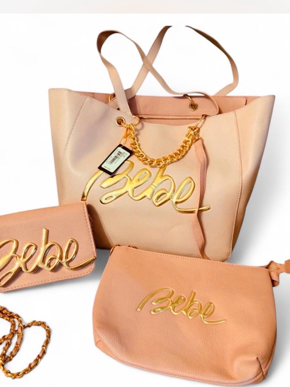 NWT Bebe Women's Gianna East West Tote 3 Piece Set
